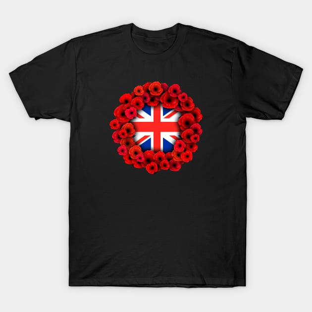 World War 1 Centennial Poppy Wreath T-Shirt by SeattleDesignCompany